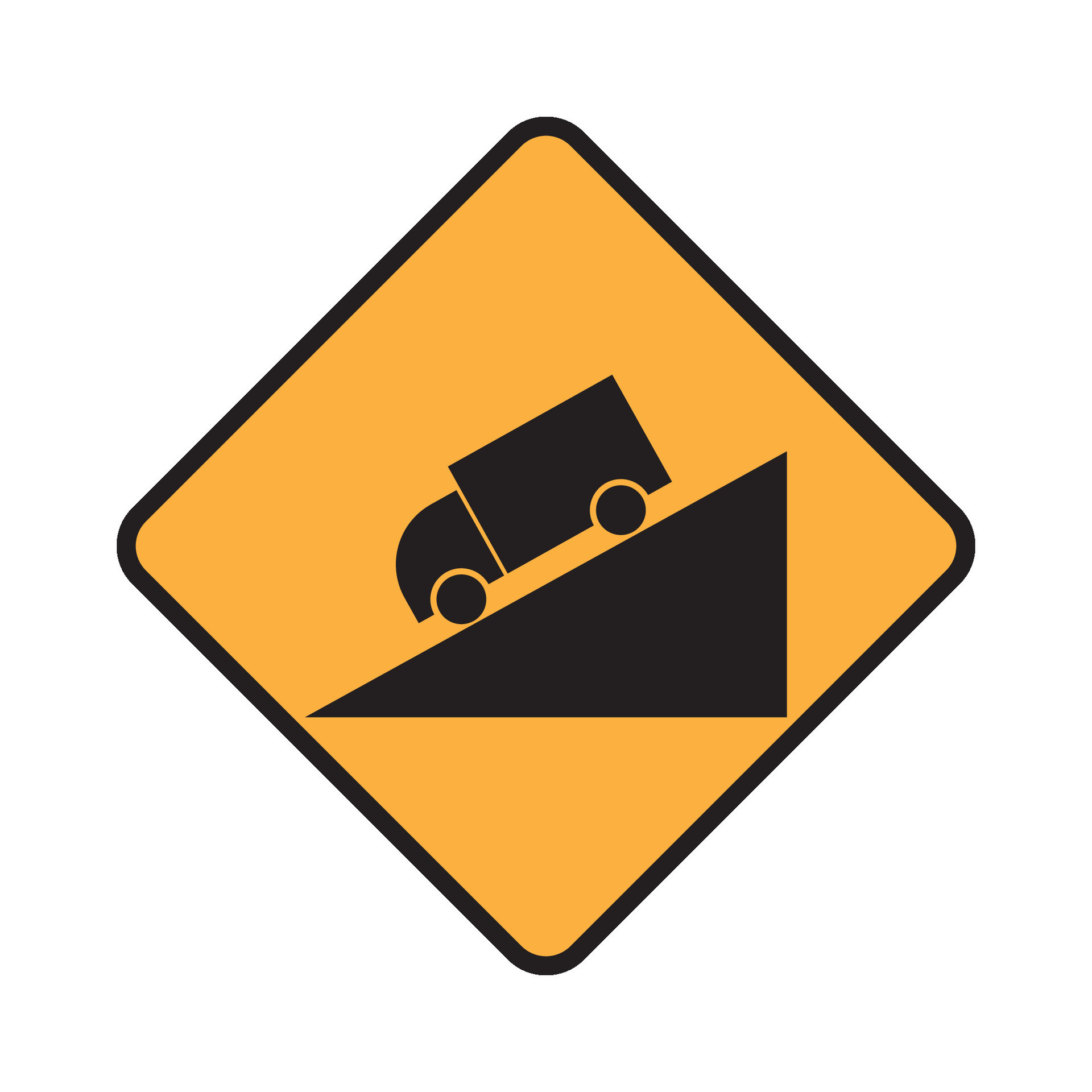traffic sign icon, downhill road sign 35026662 Vector Art at Vecteezy