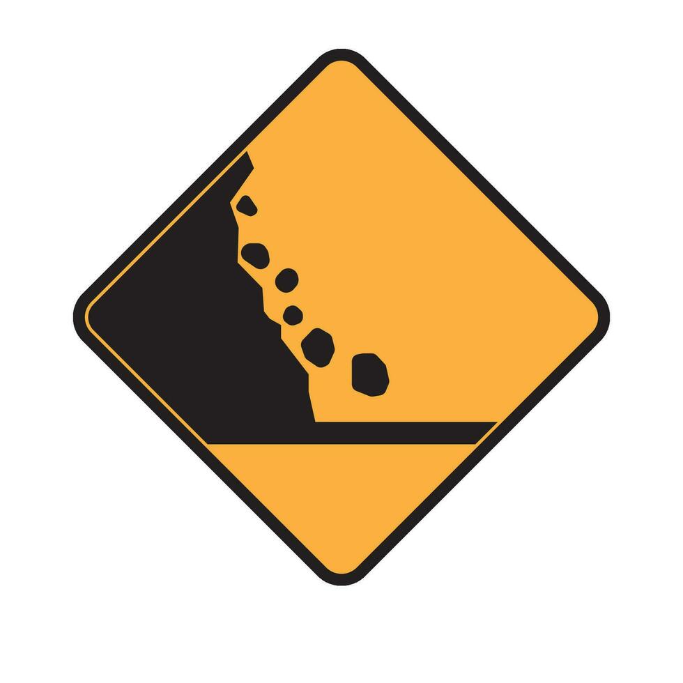 traffic sign icon, landslide prone sign vector