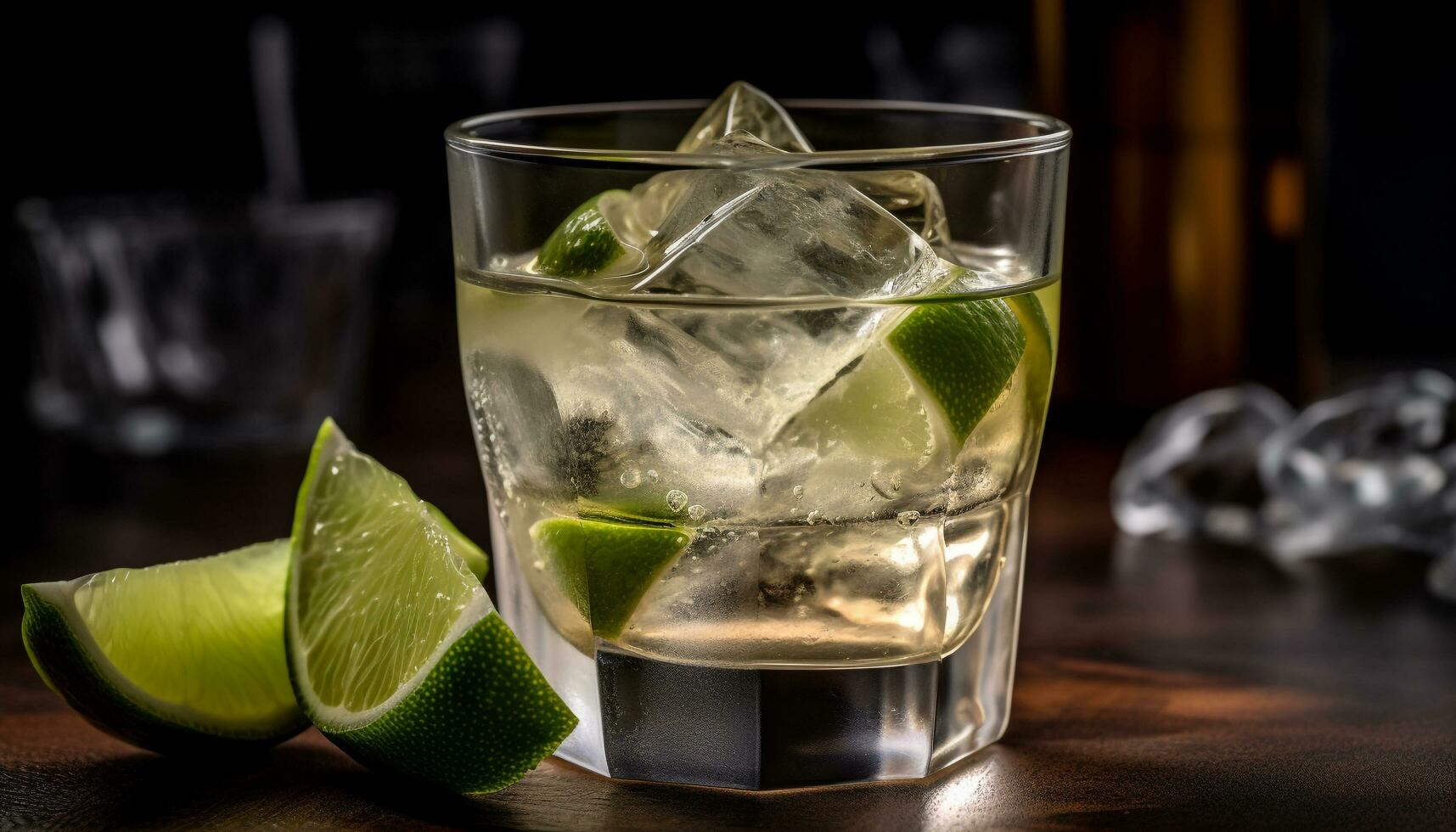 AI generated Cocktail glass filled with colorful fruity tequila, refreshing summer drink generated by AI photo