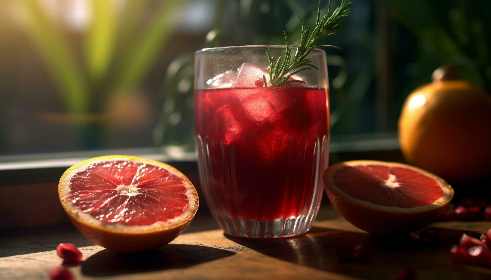 AI generated Lemonade, citrus fruit, mint leaf, ice, refreshing summer drink generated by AI photo
