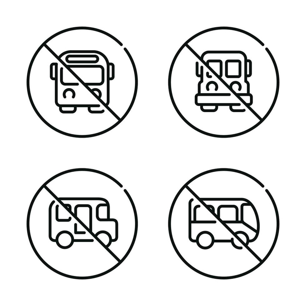 prohibición autobús símbolo conjunto vector. No autobús firmar símbolo conjunto vector