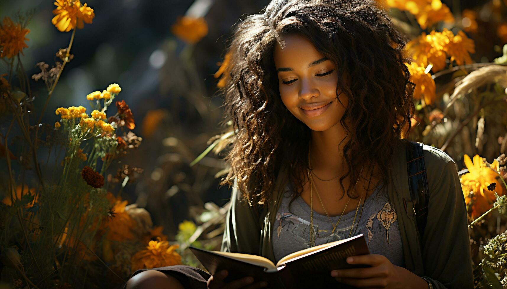 AI generated Young woman with dreadlocks looking confidently at the camera generated by AI photo