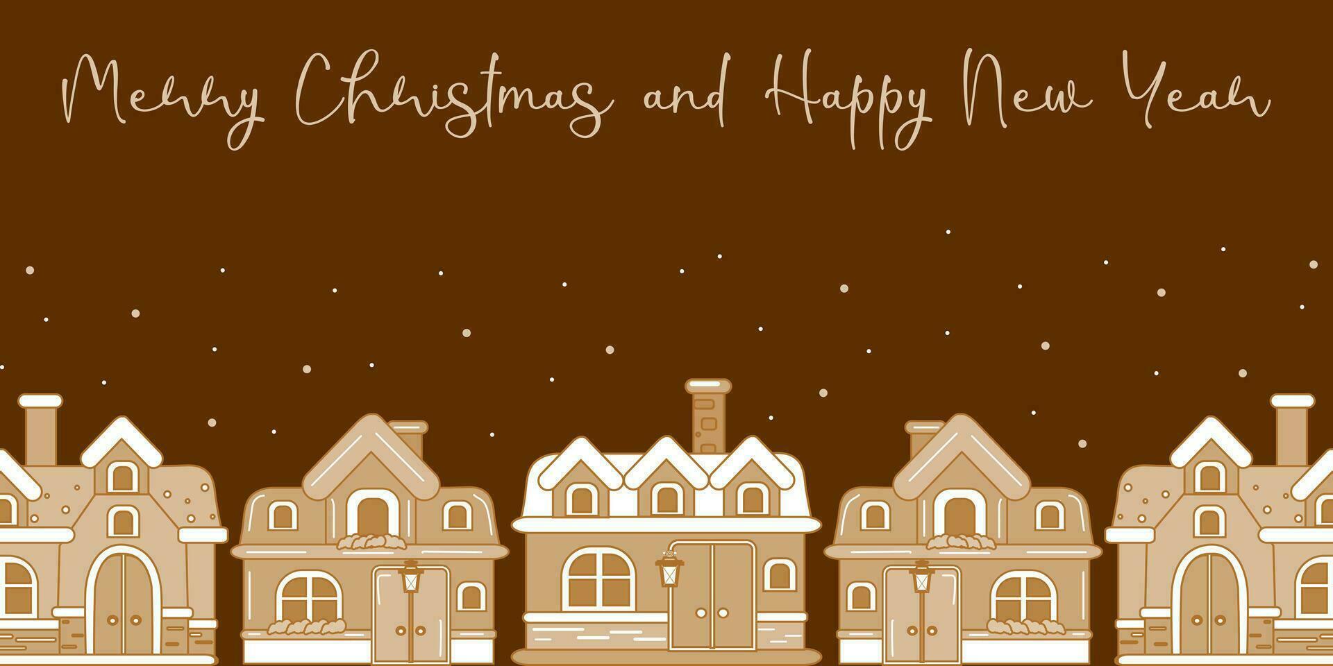 Gingerbread house a winter holiday card template. vector