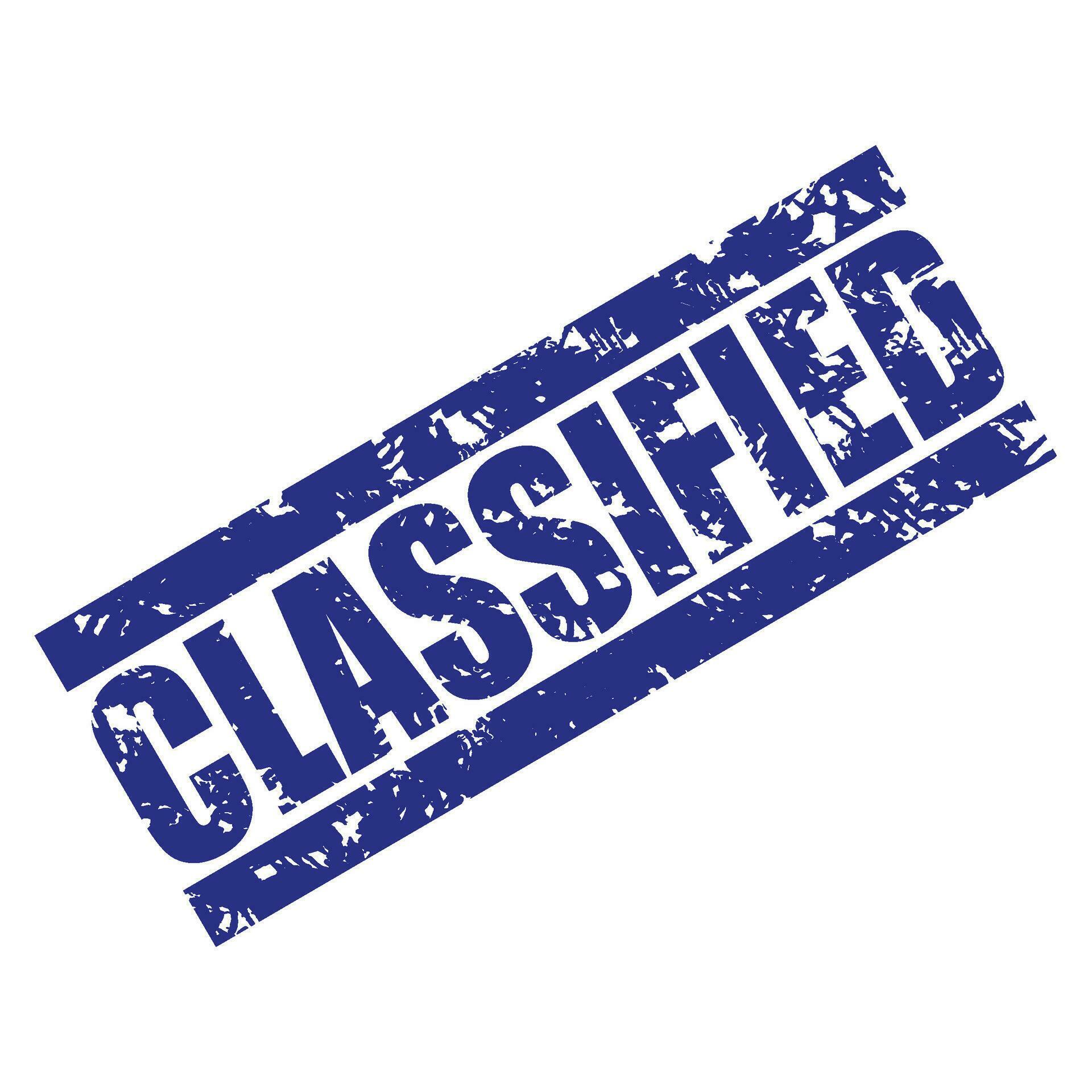 Classified rubber stamp blue isolated on white. Vector illustration