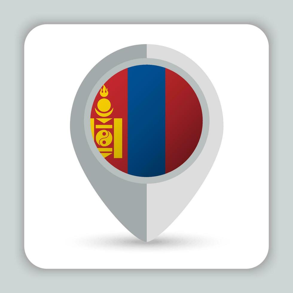 Mongolia bandera alfiler mapa icono vector