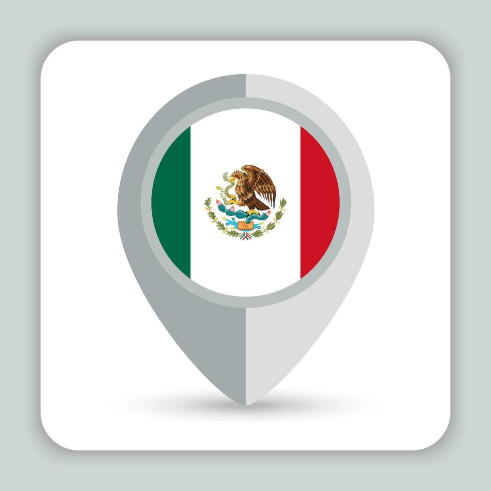 mexico bandera alfiler mapa icono vector