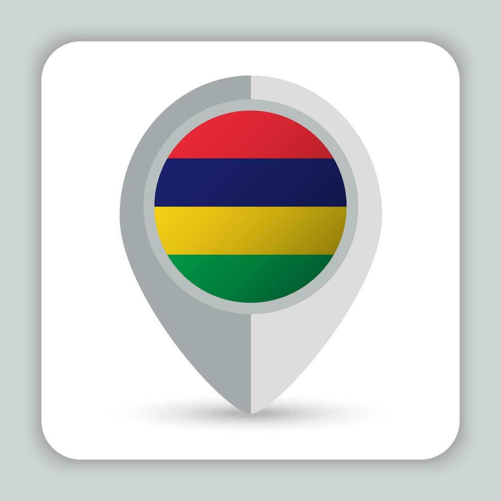 Mauritius Flag Pin Map Icon vector
