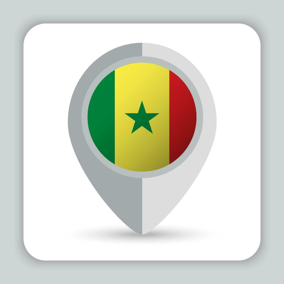 Senegal Flag Pin Map Icon vector