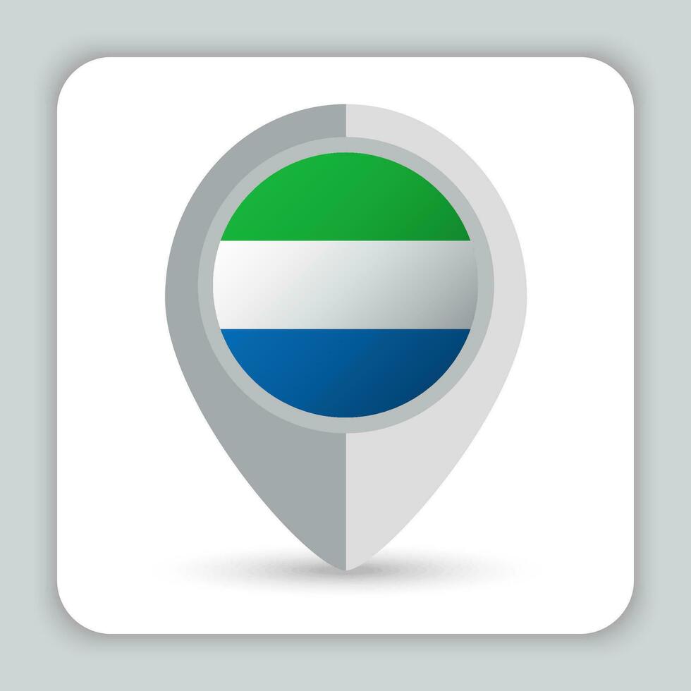 Sierra Leone Flag Pin Map Icon vector