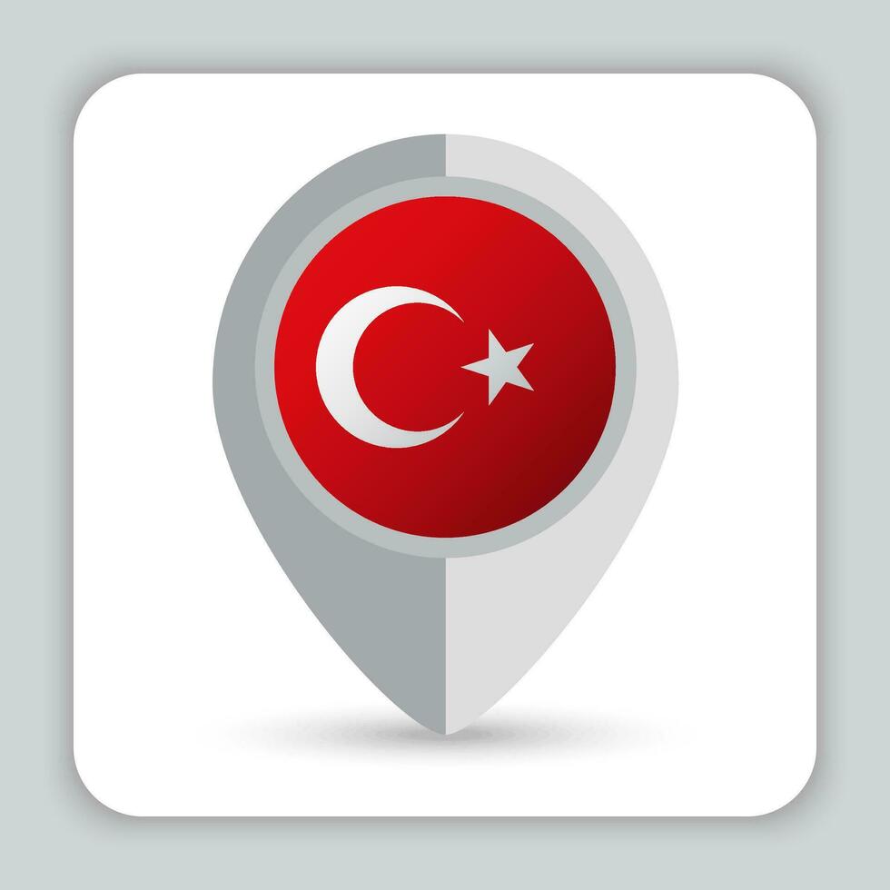 Turkey Flag Pin Map Icon vector