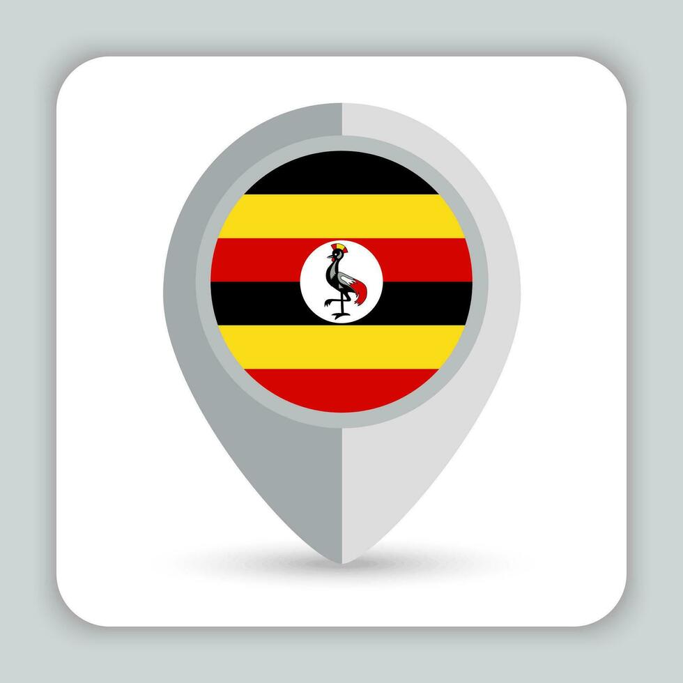 Uganda Flag Pin Map Icon vector