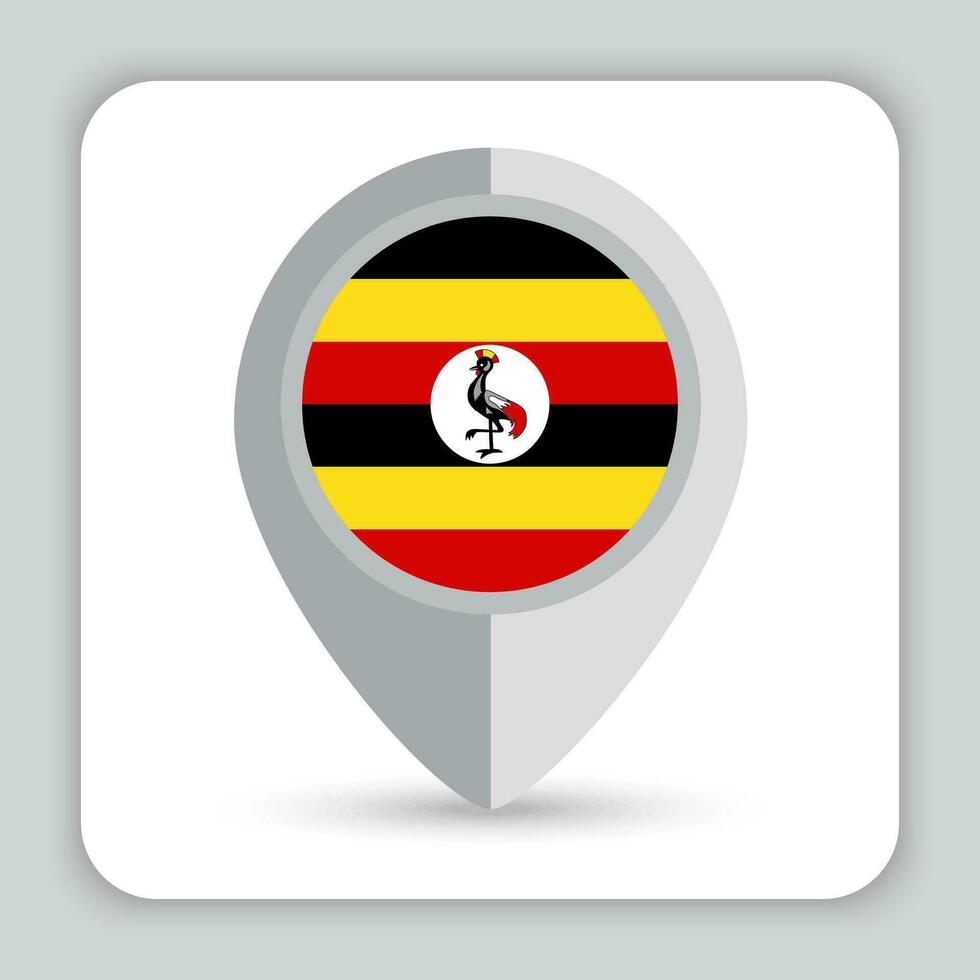 Uganda bandera alfiler mapa icono vector