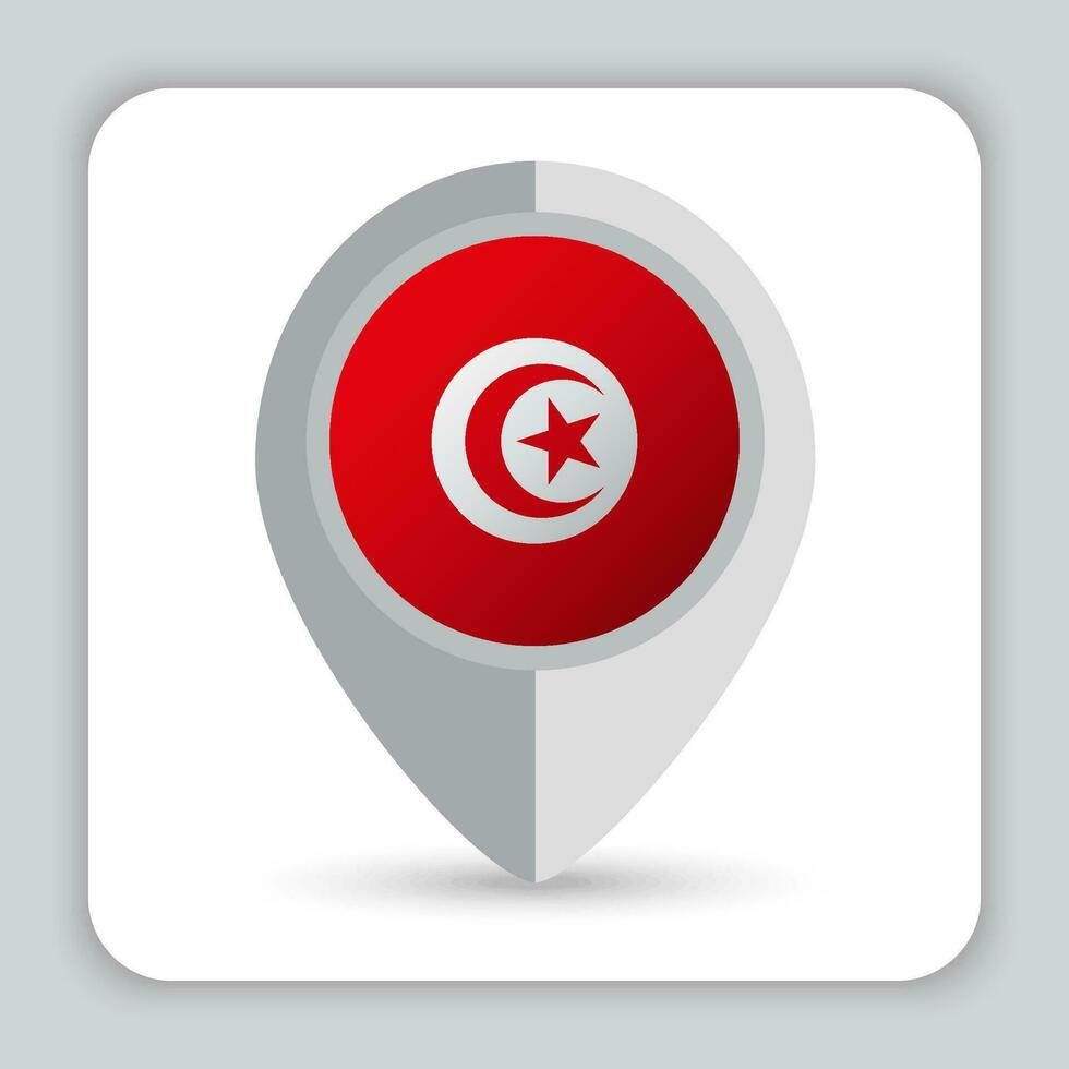 Tunisia Flag Pin Map Icon vector