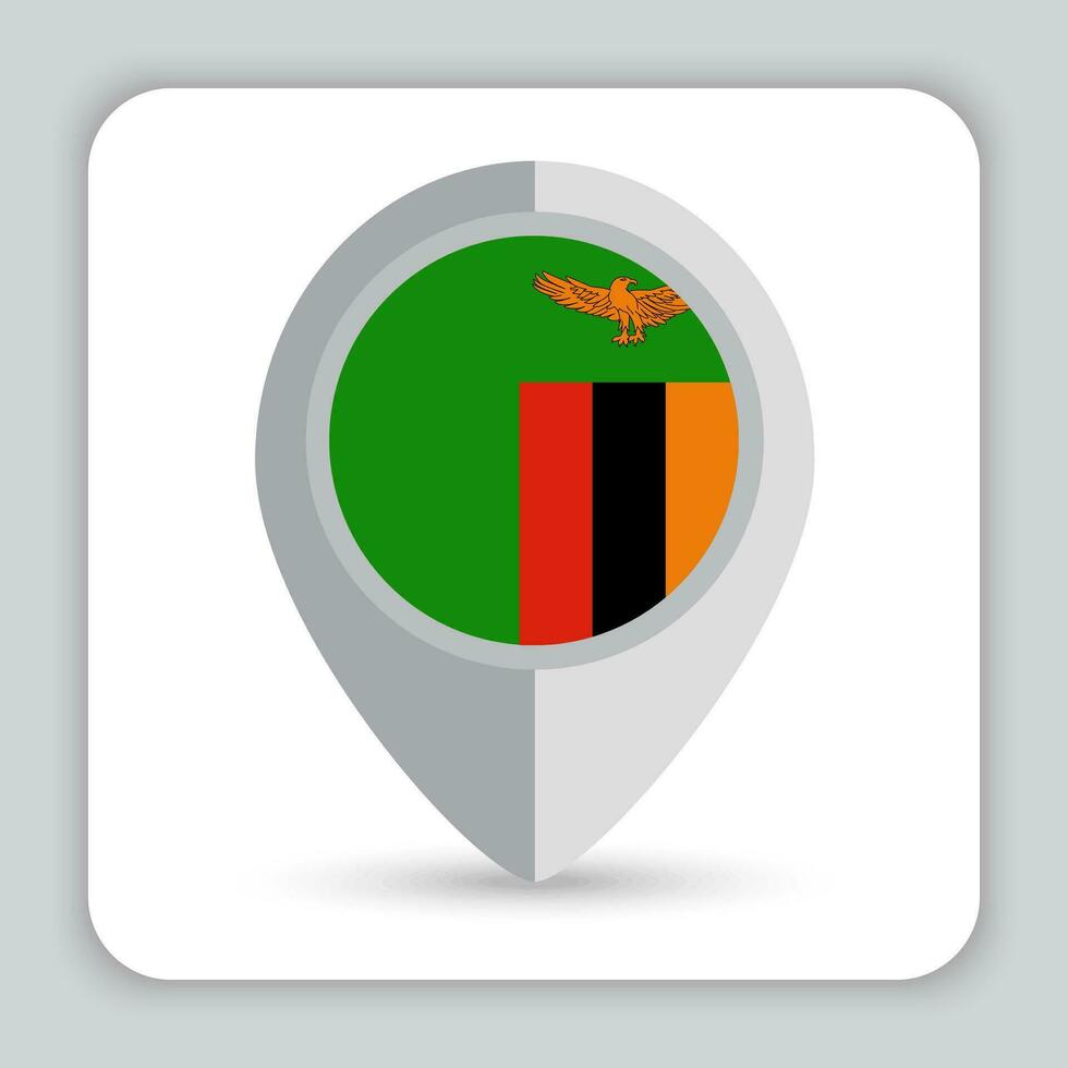 Zambia Flag Pin Map Icon vector