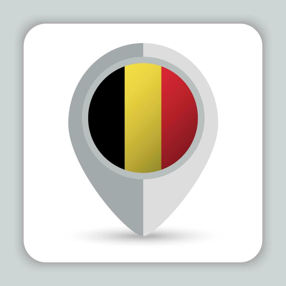 Bélgica bandera alfiler mapa icono vector