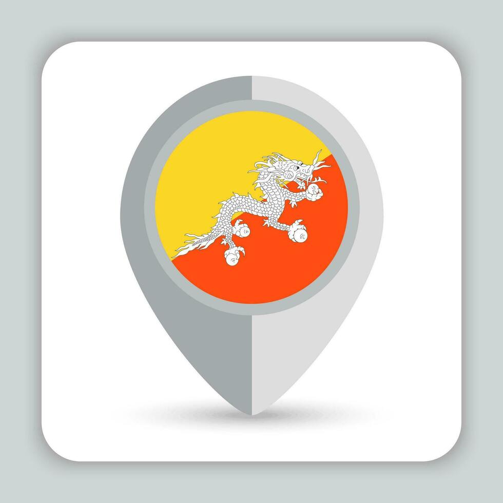 Bhutan Flag Pin Map Icon vector