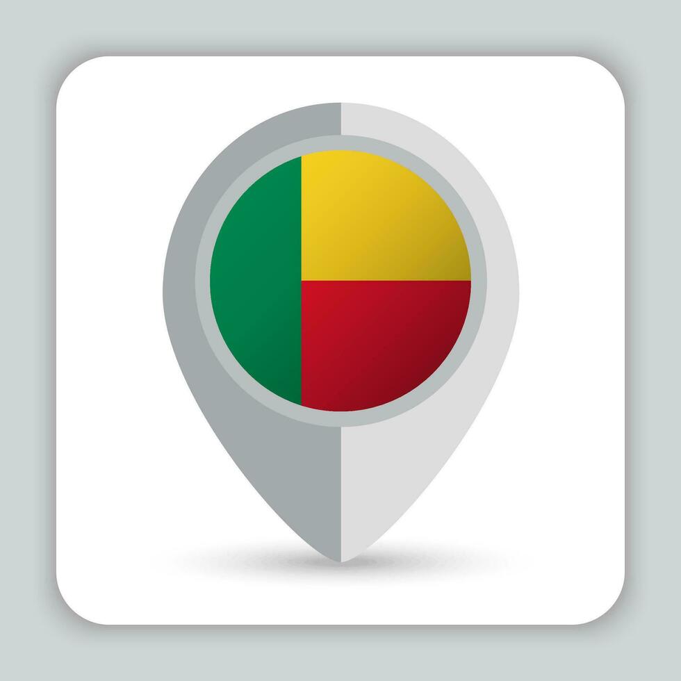 benin bandera alfiler mapa icono vector