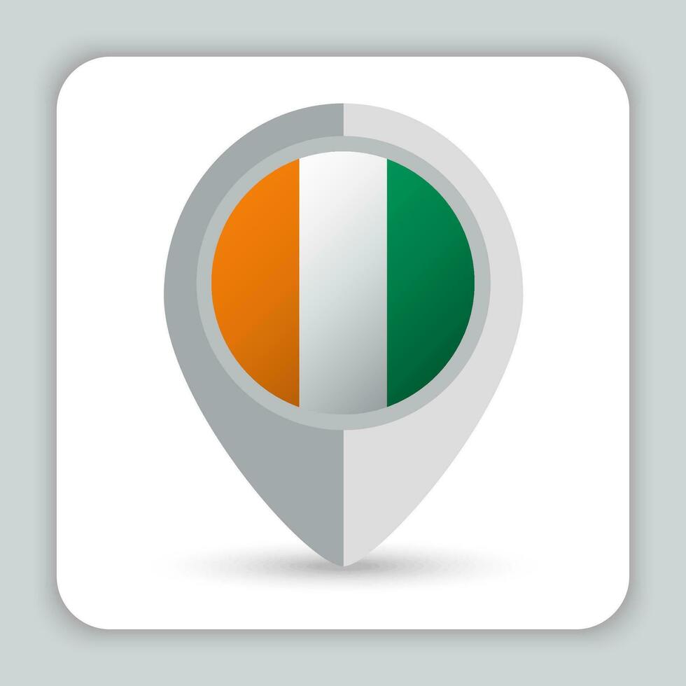 Ivory Coast Flag Pin Map Icon vector