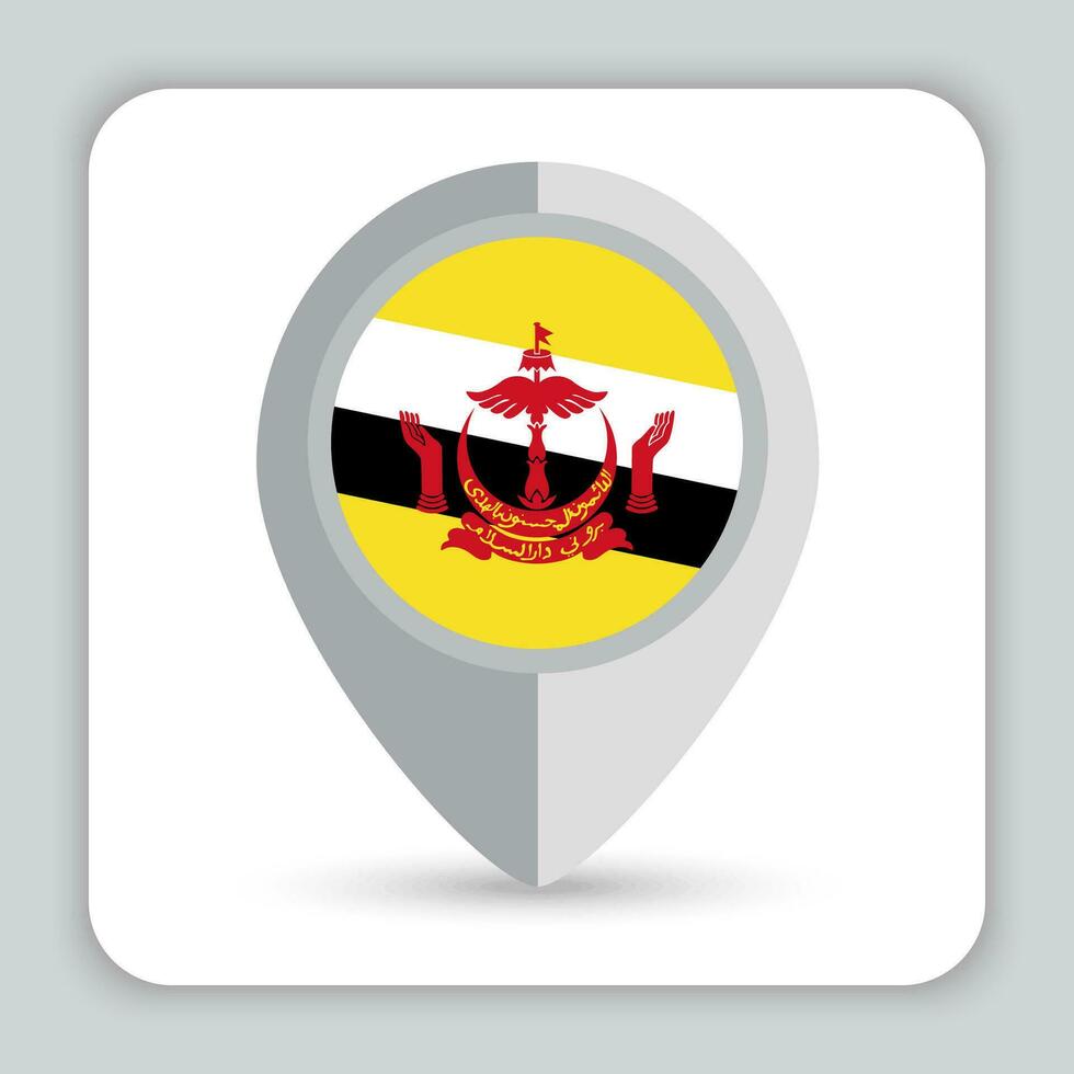 Brunei Flag Pin Map Icon vector