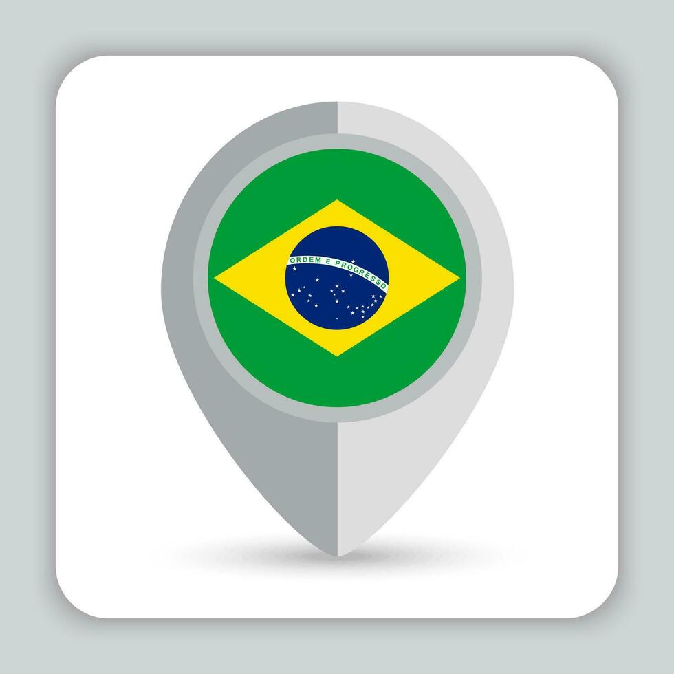 Brazil Flag Pin Map Icon vector