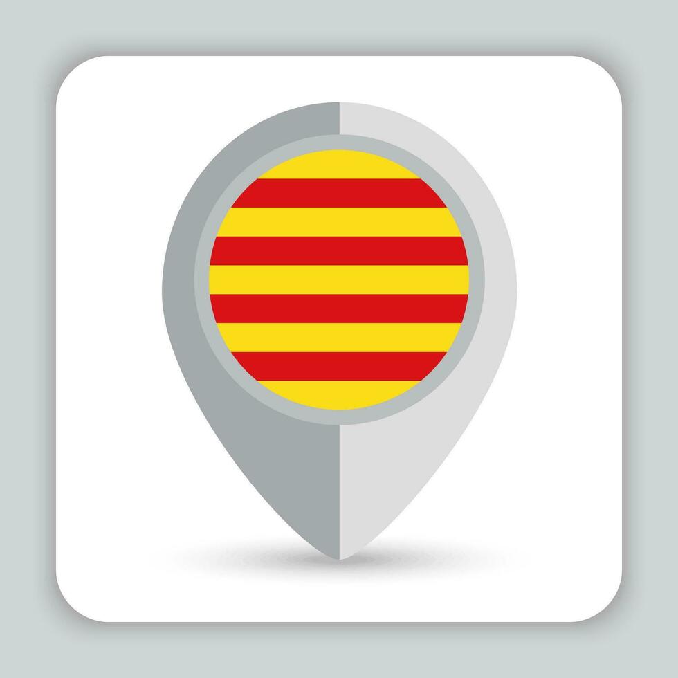 Cataluña bandera alfiler mapa icono vector