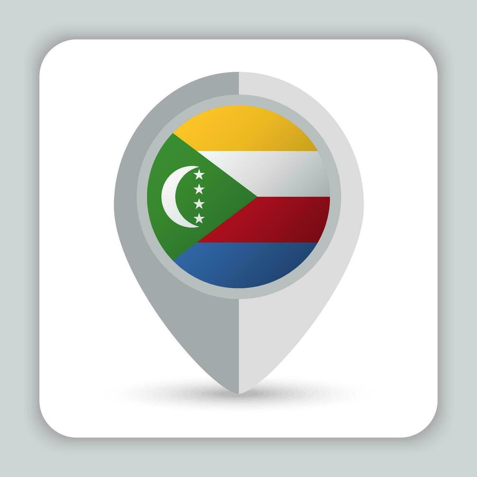 Comoros Flag Pin Map Icon vector