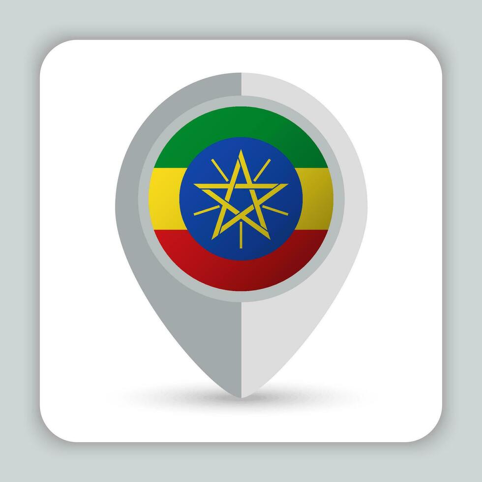 Ethiopia Flag Pin Map Icon vector