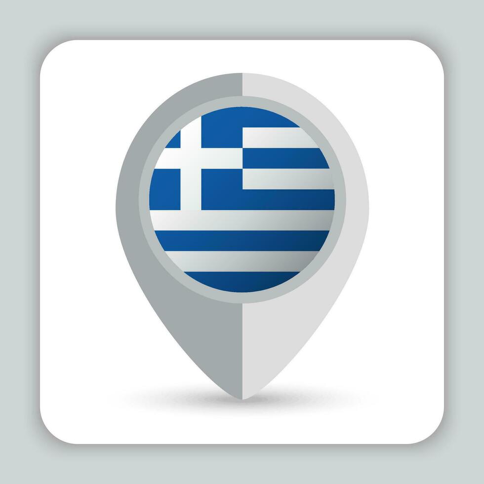 Grecia bandera alfiler mapa icono vector