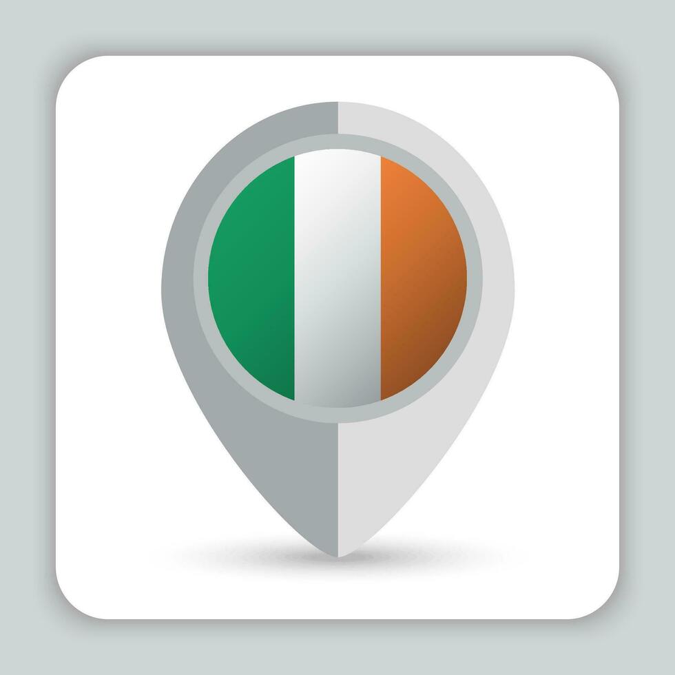 Ireland Flag Pin Map Icon vector