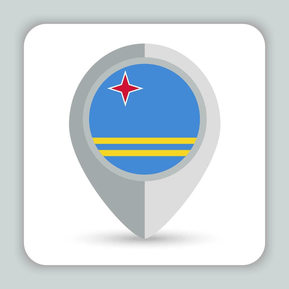 Aruba Flag Pin Map Icon vector