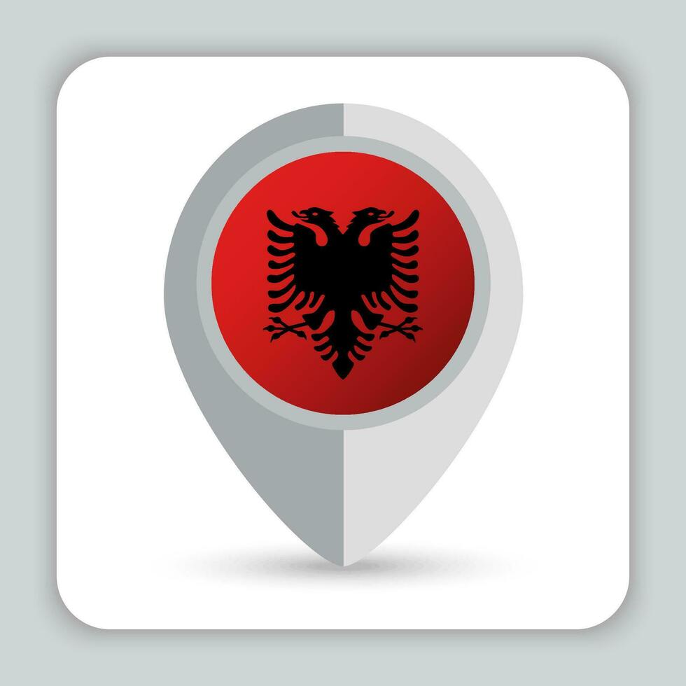 Albania bandera alfiler mapa icono vector