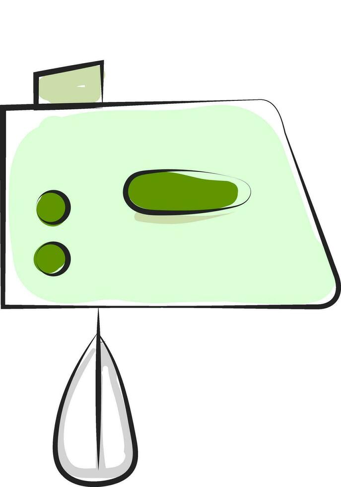 Drawing of an electric egg beater in green colorHand blenderMixer vector or color illustration