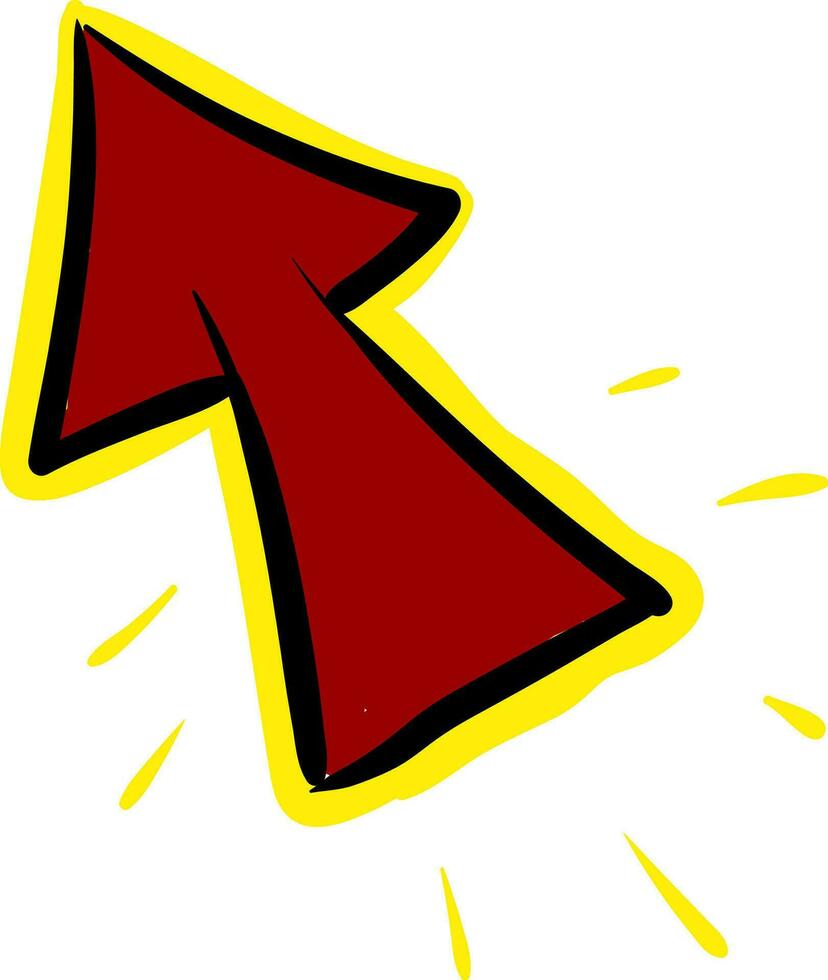 A red arrow click cursor mouse pointer iconLong red arrow up left vector or color illustration
