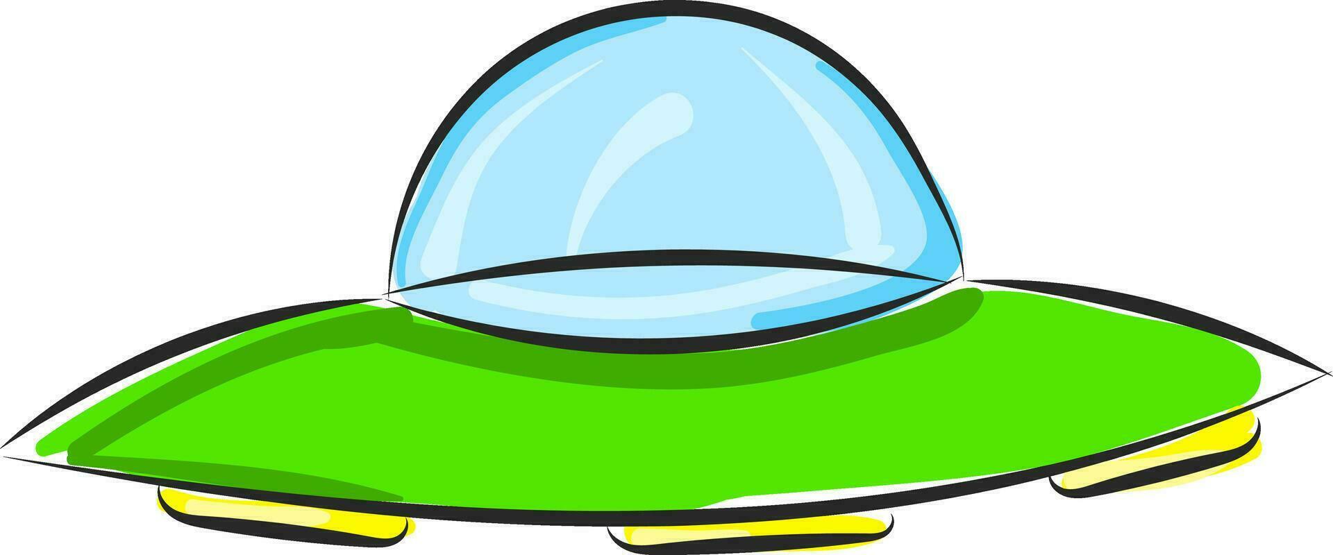 Image of alien space ship, vector or color illustration.