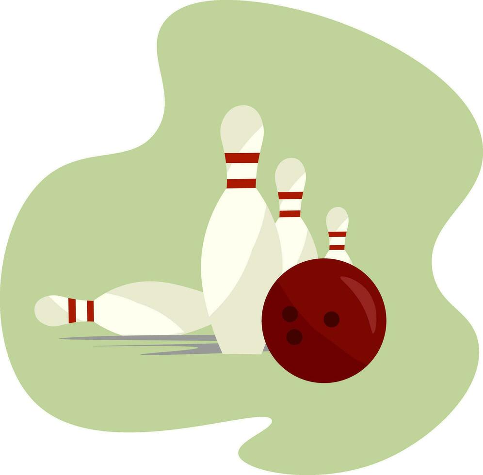 Image of bowling -ball - pins, vector or color illustration.