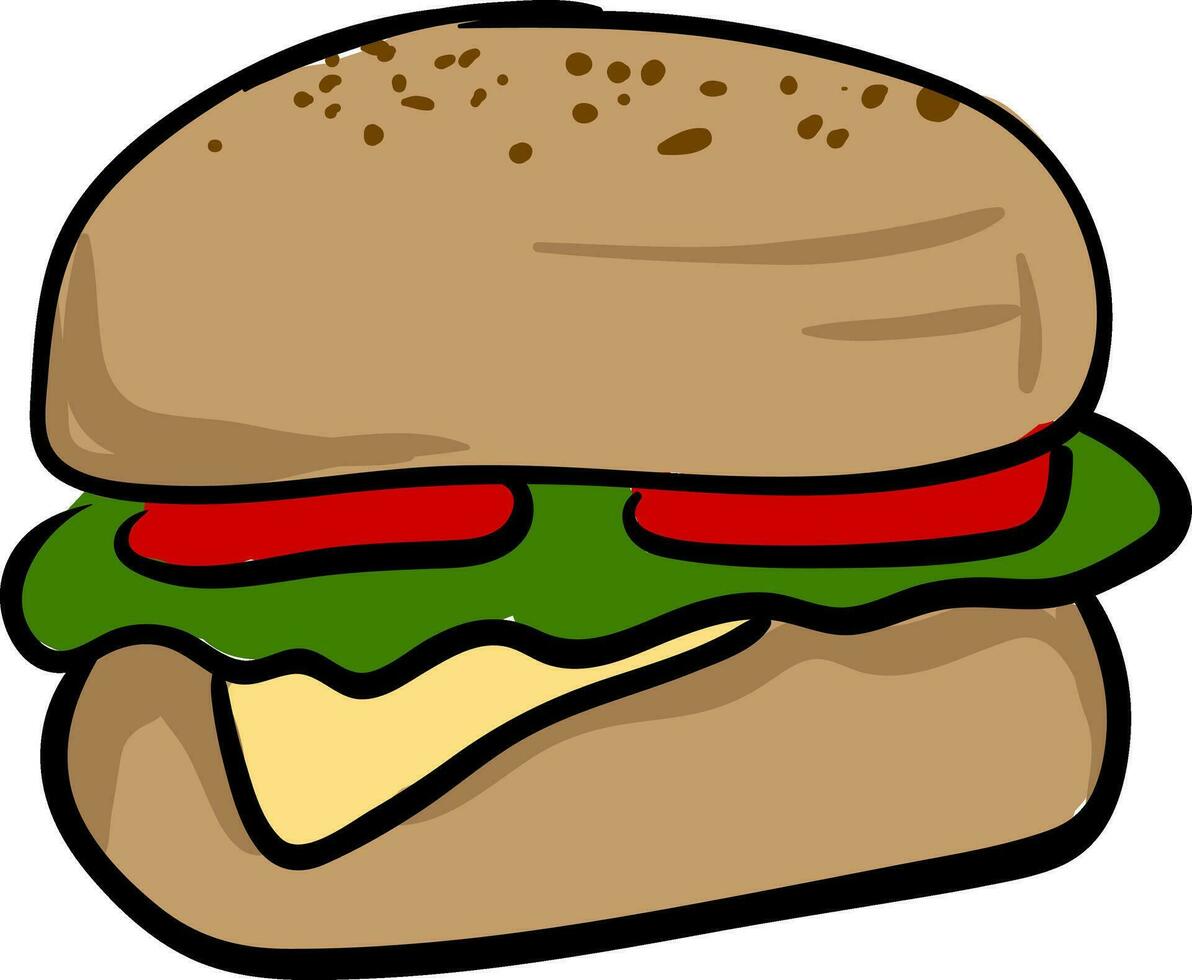 Image of cheeseburger, vector or color illustration.