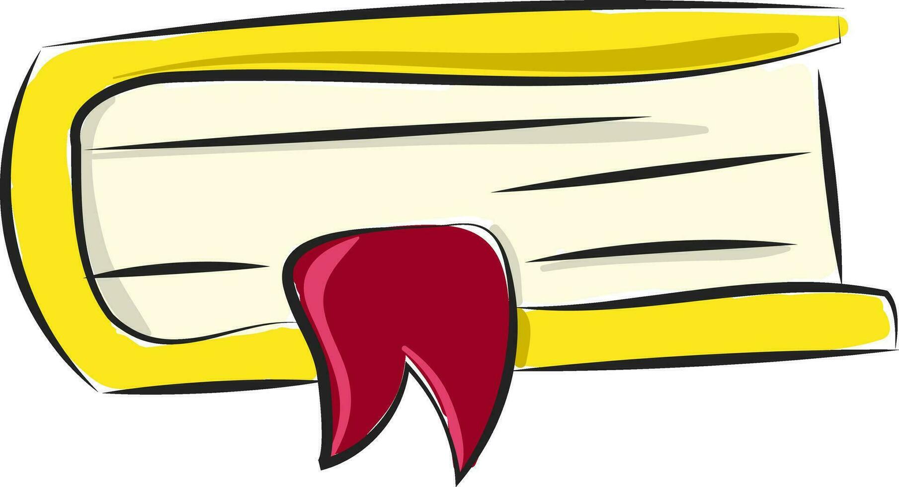 A color illustration of a yellow book with a bookmark, vector or color illustration.