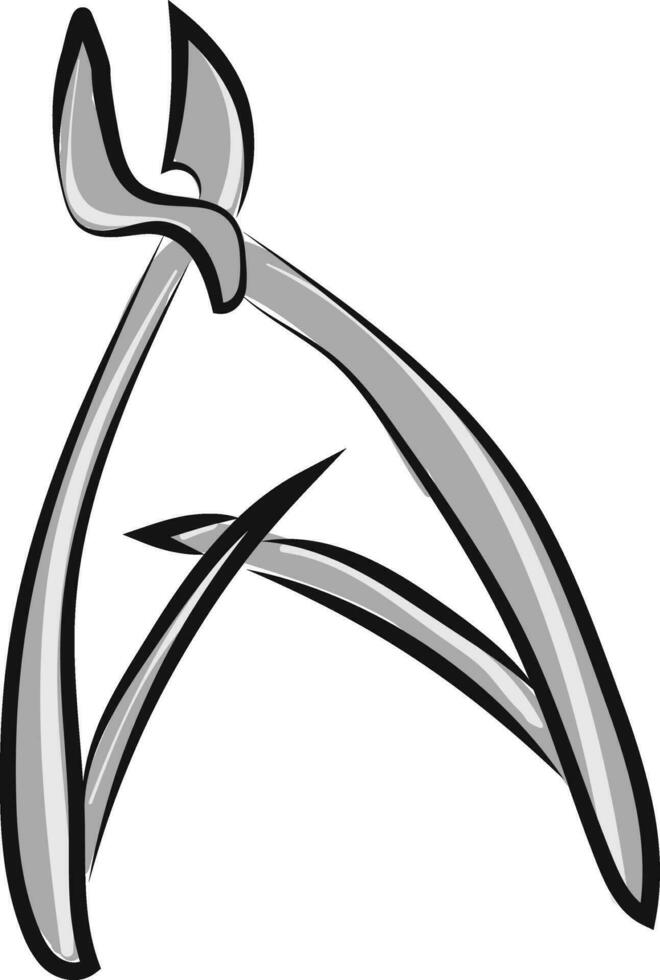 Clipart of a stainless steel cuticle nipperCutterClipper with double springs, vector or color illustration