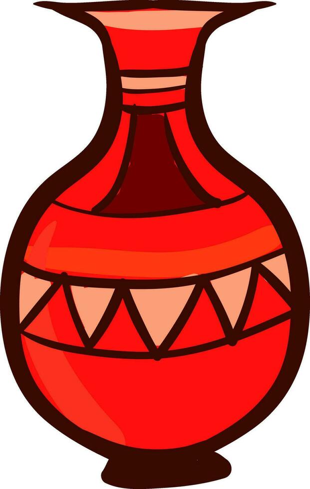 Clipart of a red vaseFloral pot set isolated on white background viewed from the front, vector or color illustration