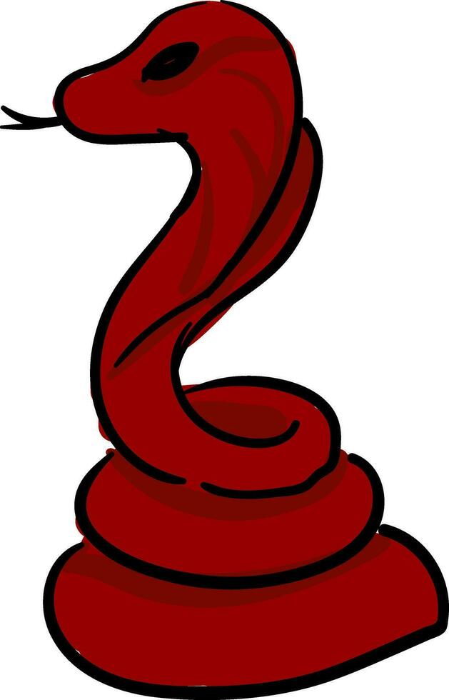 Cartoon coiled red snake with a forked tongueCoiled serpent , vector or color illustration