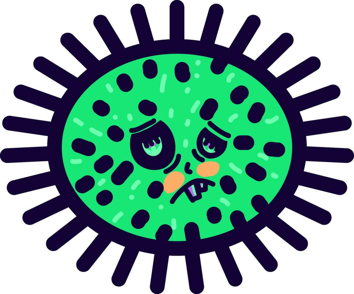 Green sad virus, illustration, vector on white background