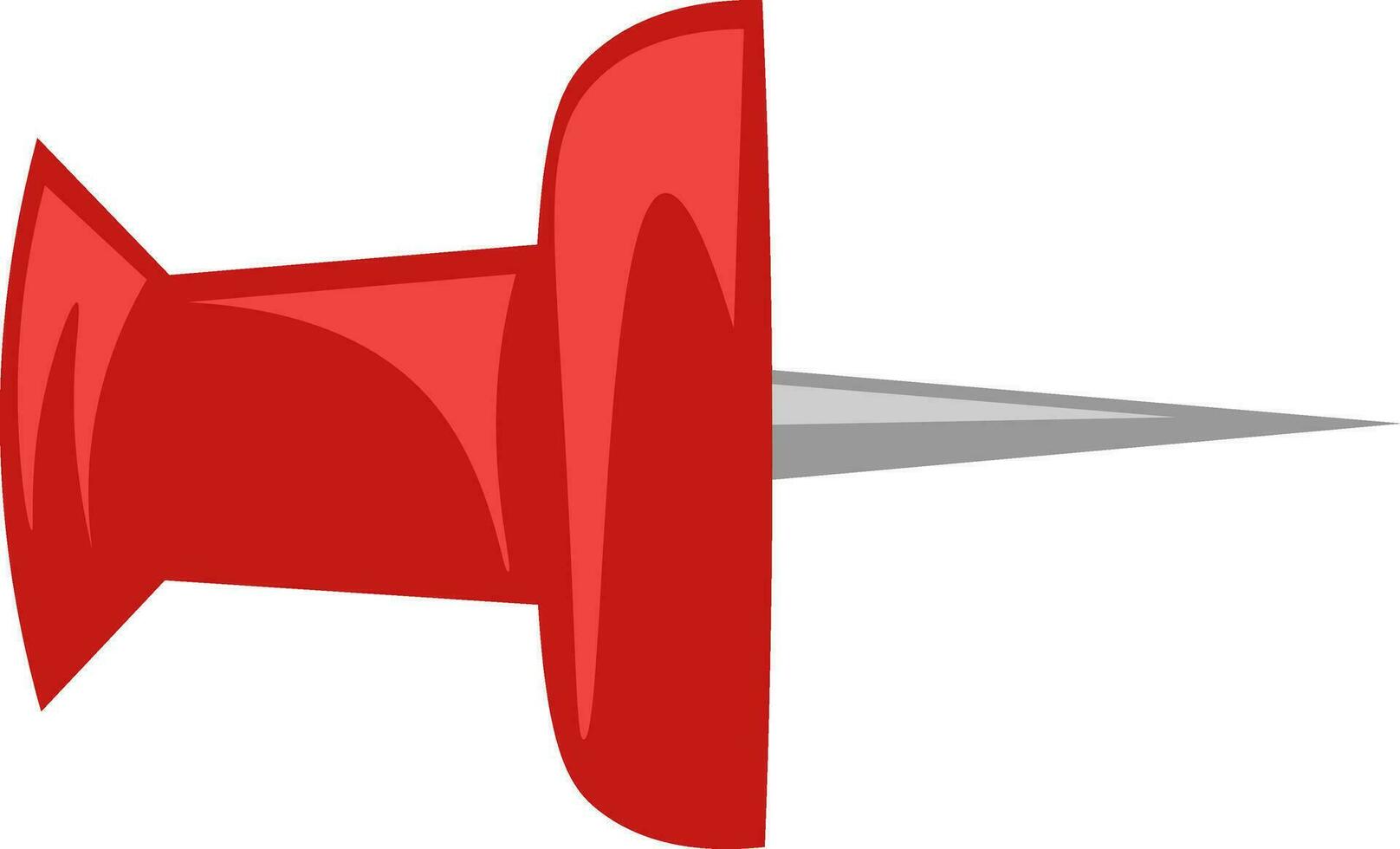 A red pin with a pointed end for creating holes onto papers or documents on a display board vector color drawing or illustration