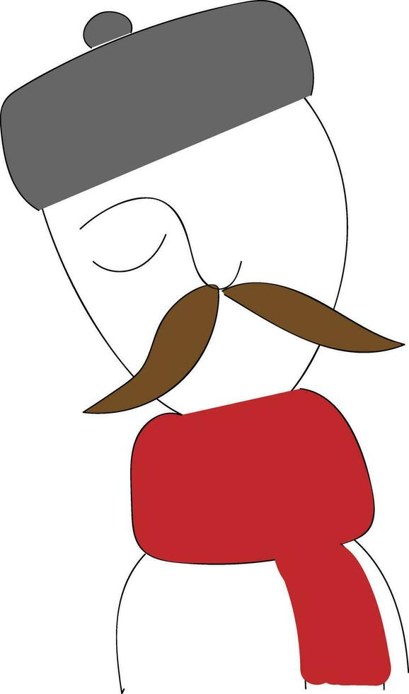 A one-eyed man is with a long mustache vector or color illustration