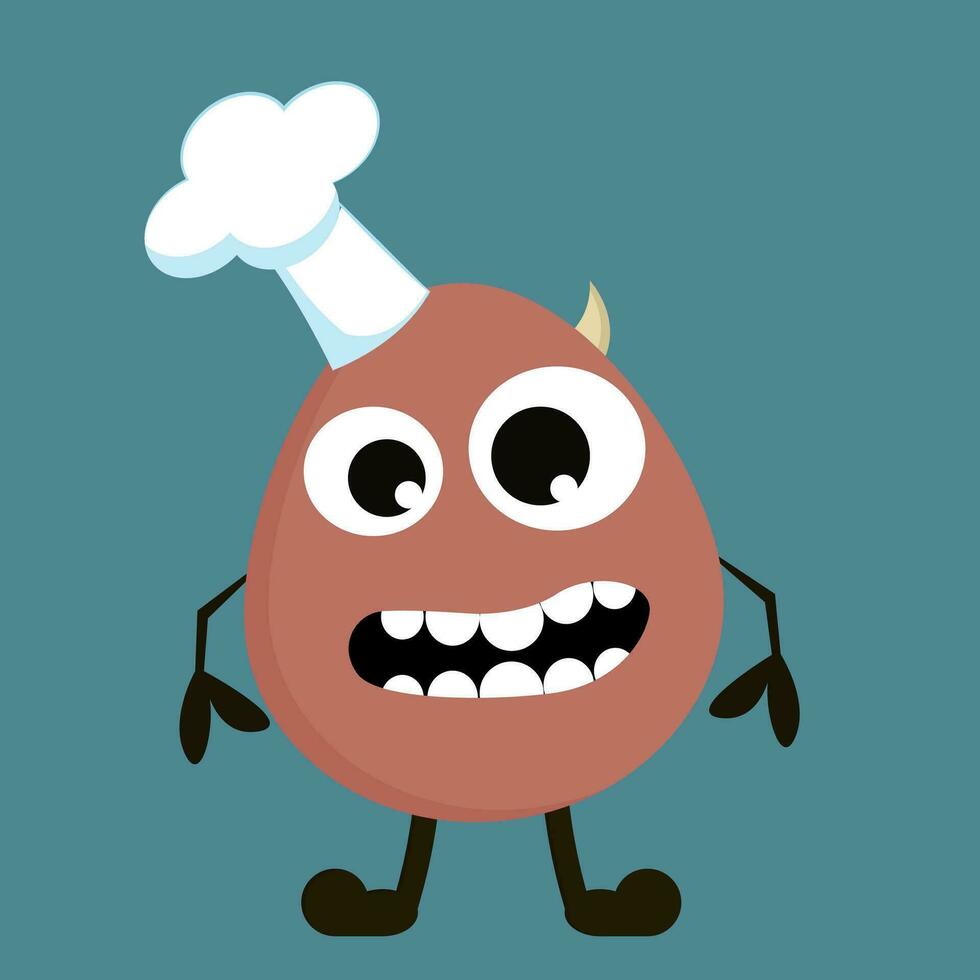 A laughing brown-colored cartoon monster over blue background vector or color illustration