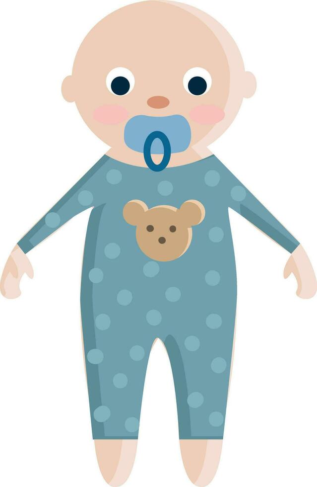 A baby in a blue jumpsuit vector or color illustration