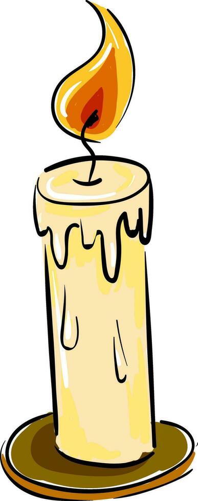 A half-melted candle vector or color illustration