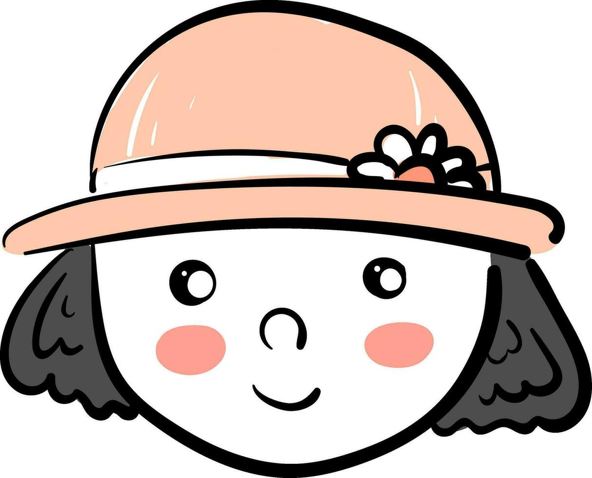 A girl wearing a pink hat looks cute vector or color illustration