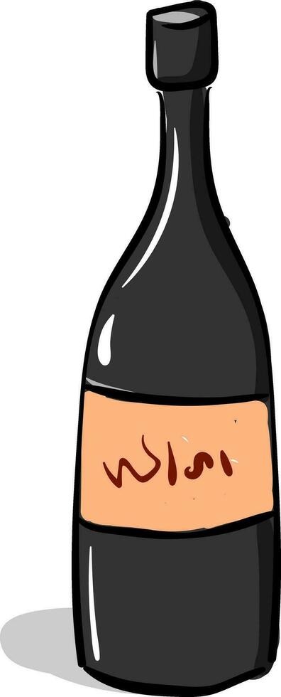 Cartoon red wine bottle vector or color illustration