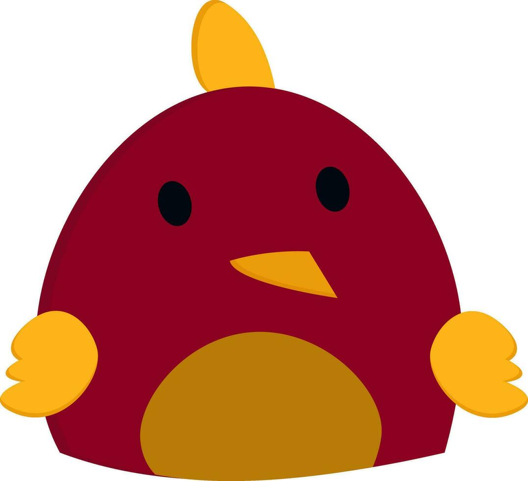 A cute little red-colored cartoon bird vector or color illustration