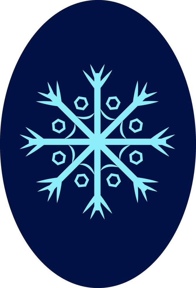 Snowflakes over oval-shaped blue background vector or color illustration